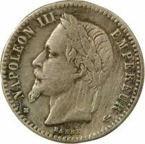 Napoleon III - 50 Silver Centimes, Laureate Head - 1867 Small BB Strasbourg