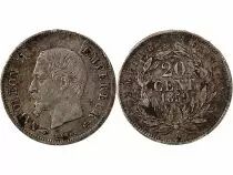Napoleon III, Nude Head - 20 Centimes Silver 1859 In Paris