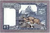 Népal 1 Rupee,  Roi Birendra Bir Bikram, Antilopes - 1974 - P.22