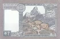 Népal 1 Rupee ND1991 - Roi Birendra Bir Bikram, Antilopes musquées