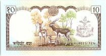 Nepal 10 Rupees,   King B.B. Bikram - Antilopes - 1985 - P.31 a