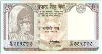 Nepal 10 Rupees, Kg Birendra Bir Bikram, temple - Antelopes - 1987 - P.31 b