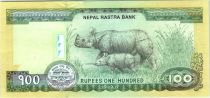 Nepal 100 Rupees, Everest Mountain - Rhinocerous  - 2015