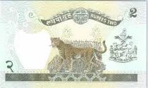 Nepal 2 Rupias Rey Birendra Bir Bikram - Leopardo - 1981