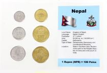 Népal Blister 6 monnaies NEPAL (10 paisa à 5 roupie)
