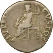 Nero - Silver Denarius, Seated Jupiter - 66 / 67 Rome