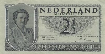 Netherlands 2 1/2 Gulden - Juliana - 1949 - P.73
