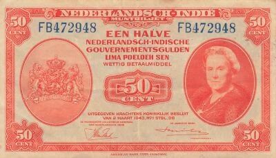 Netherlands Indies 50 Cent - Wilhelmina - 02-03-1943 - P.110