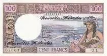 Neuen Hebriden 100 Francs - Tahitian - ND (1977) - Serial U.1 - P.18D