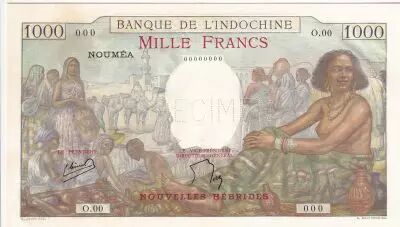 Neuen Hebriden 1000 Francs Market - 1945 - Specimen