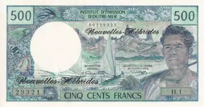 Neuen Hebriden 500 Francs Fisherman - Marquises Islands  - 1970 - Serial B.1 - AUNC - P.19a