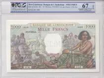 Neukaledonien 1000 Francs - Woman seated - Specimen 1937 (1953) - Serial O.00/000 - PCGS 67 OPQ