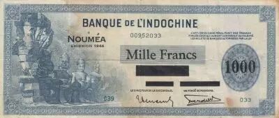 New Caledonia 1000 Francs - Noum�a - Paddy field - 1944 - Serial C 39