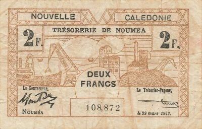 New Caledonia 2 Francs - 29-03-1943 - Noum�a - P.56b