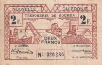 New Caledonia 2 Francs - Trésorerie de Nouméa - 15-07-1942- P.53