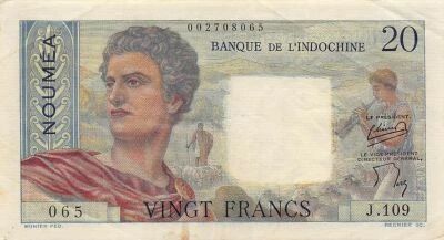 New Caledonia 20 Francs - Young sheperd - ND (1954-1958) - P.50b