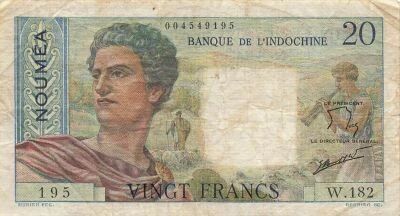 New Caledonia 20 Francs - Young sheperd - ND (1963) - P.50c