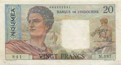 New Caledonia 20 Francs - Young sheperd - ND (1963) - P.50c