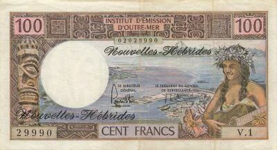 New Hebrides 100 Francs - ND (1975) - P.18c