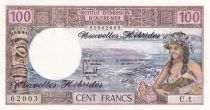 New Hebrides 100 Francs - Tahitian - ND (1977) - Serial U.1 - P.18D