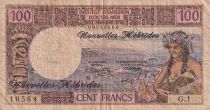 New Hebrides 100 Francs - Tahitienne - 1970 - Serial G.1 - VG to F - P.18a