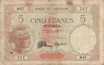 New Hebrides 5 francs - ND (1941) - P.4a