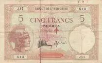 New Hebrides 5 francs - Walhain surcharged free france - Serial J.67 - 1941