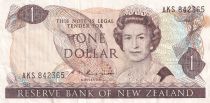 New Zealand 1 Dollar - Elizabeth II - Fantail - ND (1985-1989) - Serial AKS - P.169b