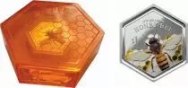 New Zealand 1 Dollar Honey Bee - 2016 - Hexagonal Coin with Resin Inclusion