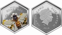 New Zealand 1 Dollar Honey Bee - 2016 - Hexagonal Coin with Resin Inclusion