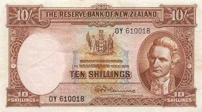 New Zealand 10 Shillings - James Cook - ND (1956-60) - P.158c