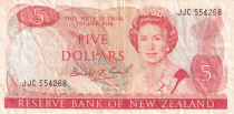New Zealand 5 Dollar Elizabeth II - Tui - Serial JJC - 1989