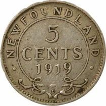 Newfoundland, George V - 5 Silver Cents - 1919 C Ottawa