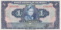 Nicaragua 1 Cordoba - Indian woman - 1945 - XF - P.90b