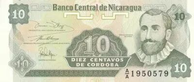 Nicaragua 10 Centavos - Fransisco de Cordoba  - ND (1991) - Serial AA