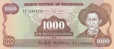 Nicaragua 1000 Cordobas - G�n�ral A. C. Sandino - 1985 - S�rie FC