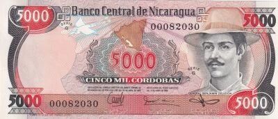 Nicaragua 5,000 Cordobas - Benjamin Zeledon - Assembly Building - 1985 - G Series