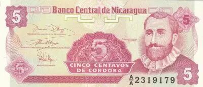 Nicaragua 5 Centavos - Fransisco de Cordoba  - ND (1991) - Serial AA