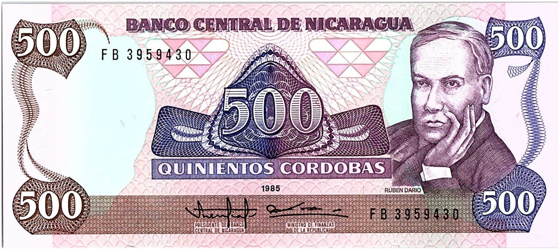 1988 - - RUBEN DARIO Pick- 155a Details about   SCARCE NICARAGUA UNC NOTE: 500 CORDOBAS 1985 