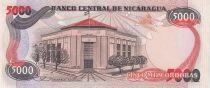 Nicaragua 5000 Cordobas - Benjamin Zeledon - B&acirc;timent de l\'Assembl&eacute;e - 1985 - S&eacute;rie G