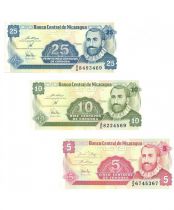 Nicaragua Set of 3 banknotes Fleur, Armoiries - 1991