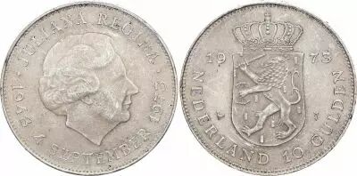 Niederlande 10 Gulden Juliana - 1973