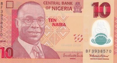 Nigeria 10 Naira - Alvan Ikoku - 2014 - S�rie BF - Polym�re
