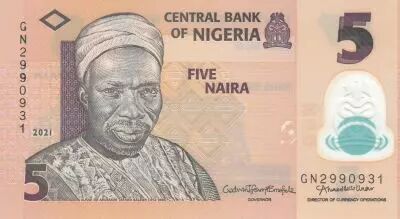 Nigeria 5 Naira - A. Sir Abubakar Tafawa Balewa - Polymer - 2021 - Serial GN