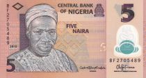 Nigeria 5 Naira - Alhaji Sir Abubakar Tafawa Balewa - Polymère - 2015 - Série BF - P38f