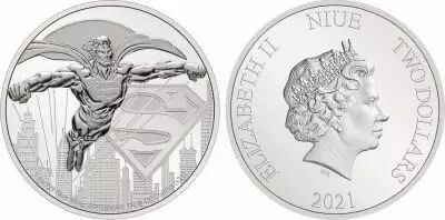 Niue 2 Dollars - 1 Oz Elizabeth II - Superman  Silver 2021
