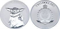 Niue island 2 Dollars - 1 Oz Grogu baby Yoda - Star Wars Silver 2021