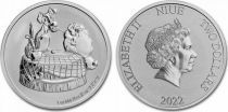 Niue island 2 Dollars - 1 oz Silver - Lady and the Tramp - 2022