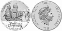 Niue island 2 Dollars Elizabeth II - Black Pearl -  1 Oz Silver 2021
