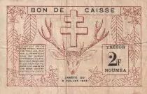 Nle Calédonie 2 Francs - Trésorerie de Nouméa - 15-07-1942- P.53